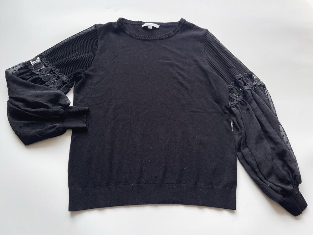 Women's Siani Milano Black Sweater Sheer Sleeves Size M/L
